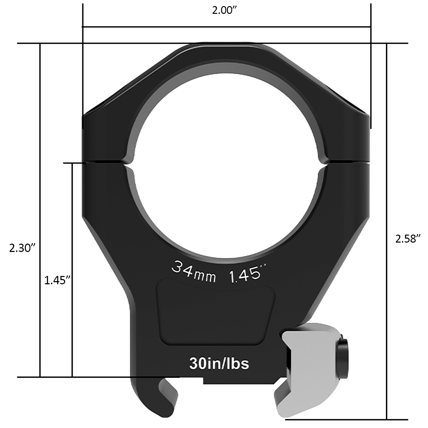 Arken Optics 34mm HALO Titanium Scope Rings - High Height - 1.45" (image for) Arken Optics 34mm HALO Titanium Scope Rings - High Height - 1.45"