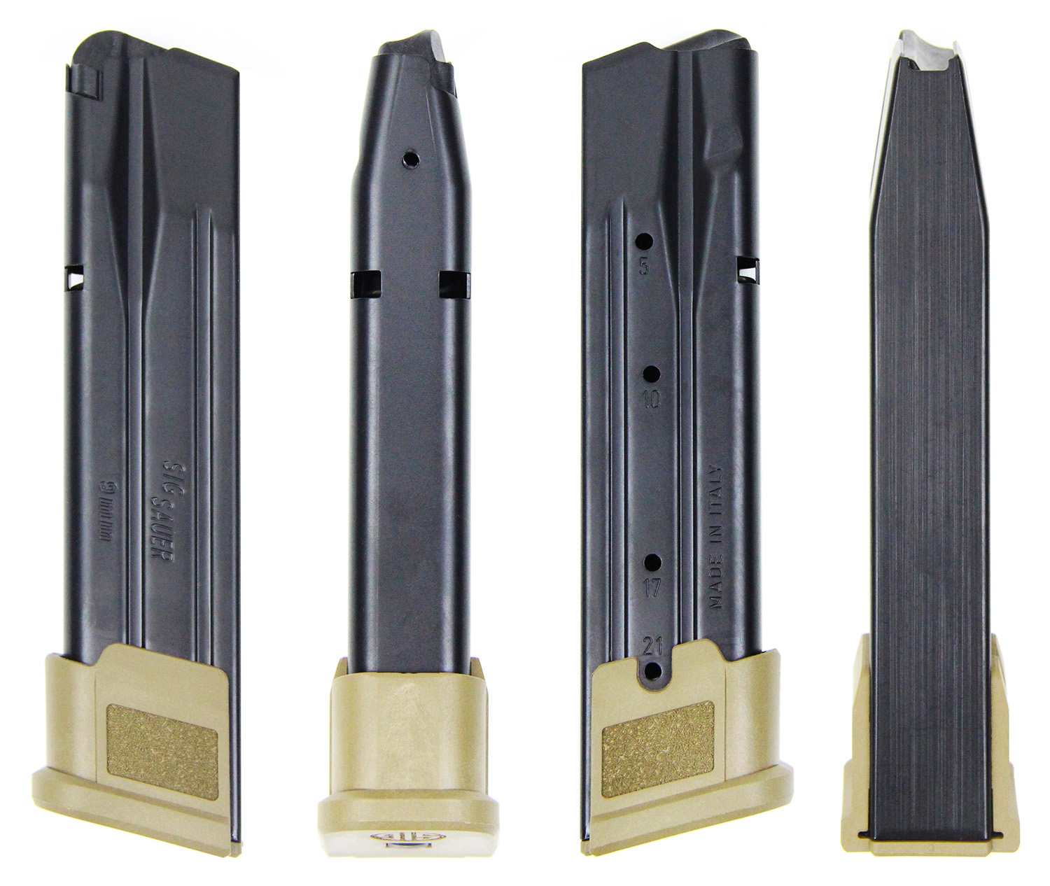 SIG SAUER P320 21-round FDE Mag for M17 and M18 - Blk Follower